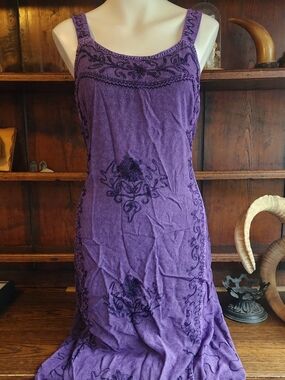 Purple Embroidered Tank Maxi Dress